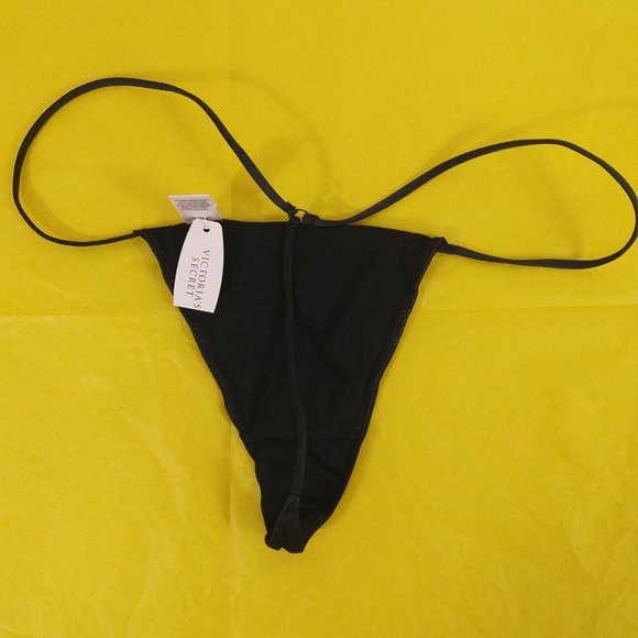 Vintage 2002 RARE VICTORIA'S SECRET SMOOTH V STRING PANTIES Black M NWT - Picture 6 of 8
